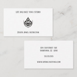 Carte De Visite Lotus noir et blanc et Yoga flamme