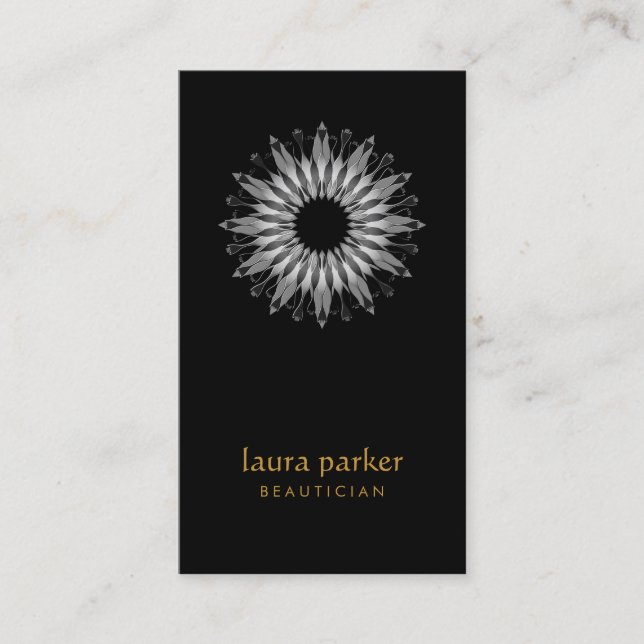 Carte De Visite Lotus noir Logo Fleur Guérison Yoga Holistique (Devant)