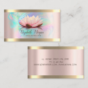 Carte De Visite Lotus Or Stripe Rose Gold Encre Holographique Yoga