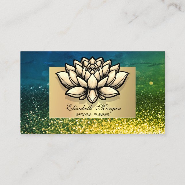 Carte De Visite Lotus Professional, Gold Frame Green Bokeh (Devant)