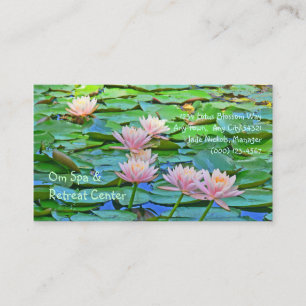 CARTE DE VISITE LOTUS ROSE AU MILIEU DE LILY VERTS