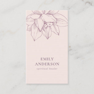 CARTE DE VISITE LOTUS ROSE BLANC SIMPLE REIKI SPIRITUEL HEALER