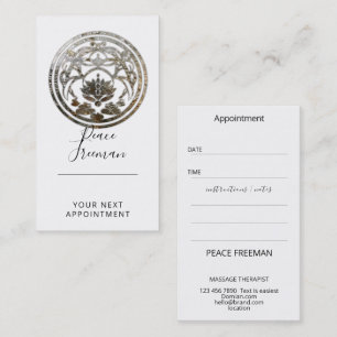 Carte De Visite Lotus Sérénité Dessin de Mandala Argenté