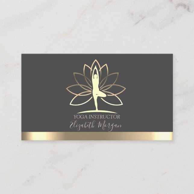 Carte De Visite Lotus, Silhouette femmes or, Instructeur de Yoga (Devant)