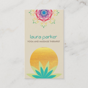 Carte De Visite Lotus vert logo Fleur Yoga Santé de guérison