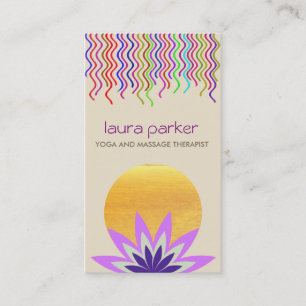 Carte De Visite Lotus Violet Fleur Logo Yoga Santé de guérison