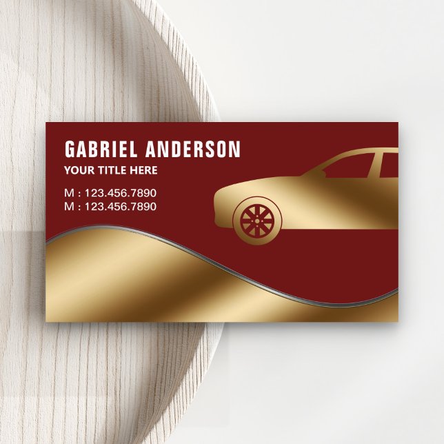 Carte De Visite Louer une voiture de luxe Dark Red Gold Chauffeur (Créateur téléchargé)
