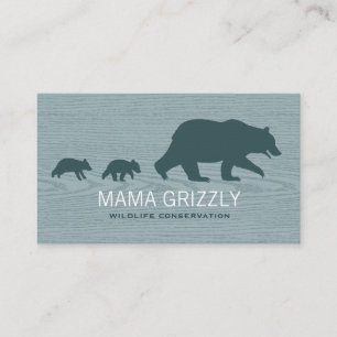 Carte De Visite L'ours grizzli de Mama avec ses oursons Silhouette