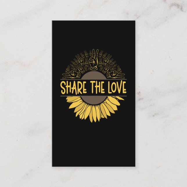 Carte De Visite Love Sunflowers Peace Hand Sign Nature (Devant)