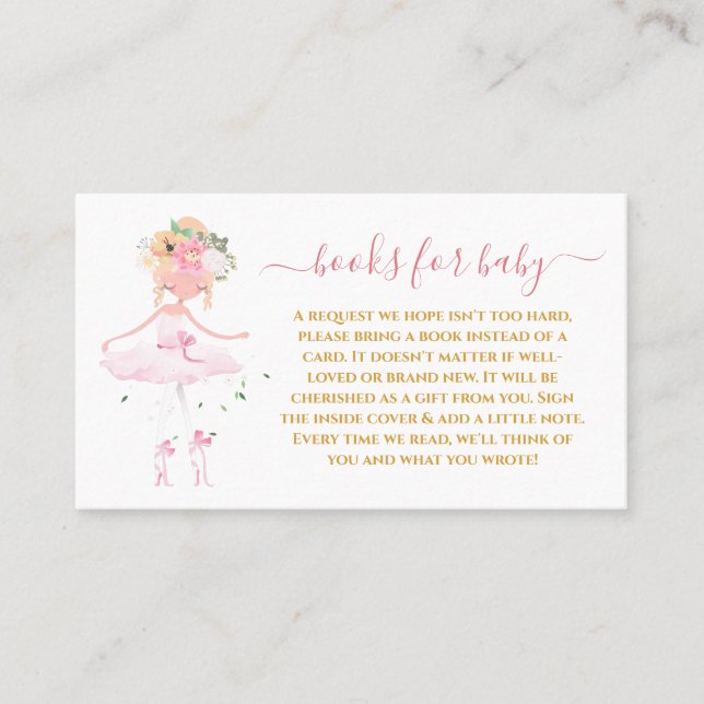 Carte De Visite Lovely Ballerina Stanind Books for Baby Card (Devant)