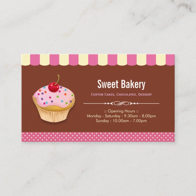 Carte De Visite Lovely Custom Cupcakes - Sweet Bakery Shop (Devant)
