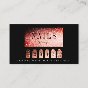 Carte De Visite Loyalität 5 Nails Artiste élégant Argent Orange
