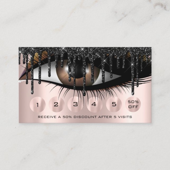 Carte De Visite Loyalité 6 Coiffeur de maquillage Eyelash Extensio (Devant)
