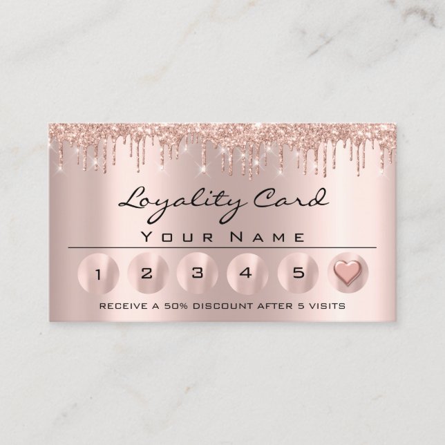 Carte De Visite Loyalité 6 Esthétique professionnelle Coeur Rose (Devant)