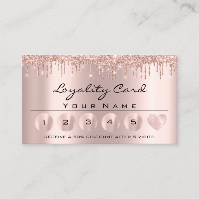 Carte De Visite Loyalité 6 Esthétique professionnelle Coeur Rose (Devant)