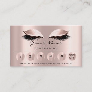 Carte De Visite Loyalité 6 Maquillage Esthétique Eyelash Rose
