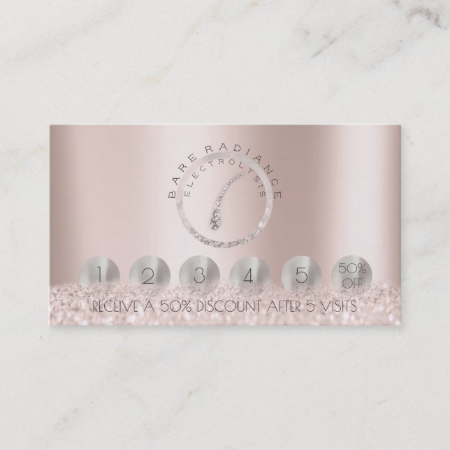 Carte De Visite Loyalité 6 sourcils Roses Parties scintillant d'en (Devant)