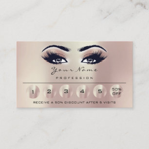 Carte De Visite Loyalité 6 Yeux sourcils maquillage Lashes Roses E
