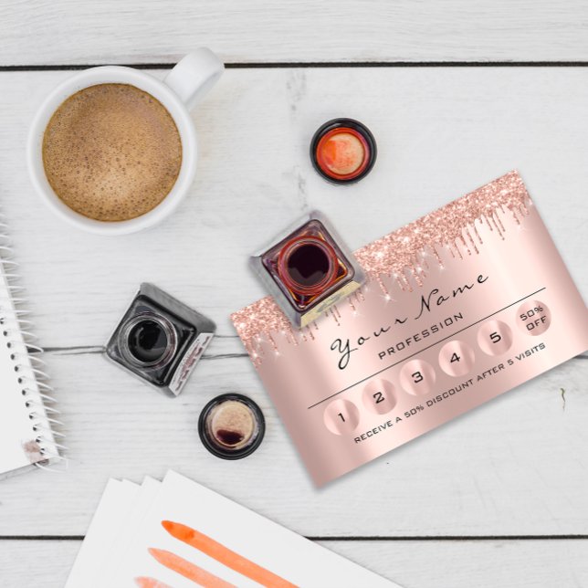 Carte De Visite Loyaliy 6 coiffeur de maquillage Eyelash Rose Driv (FlorenceK Appointment Card)