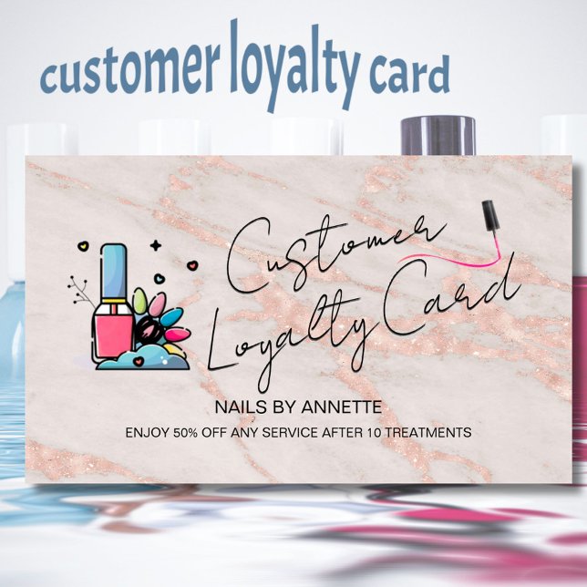 Carte De Visite * Loyalty Card Manicurist Nail Tech Rose Gold   (Créateur téléchargé)