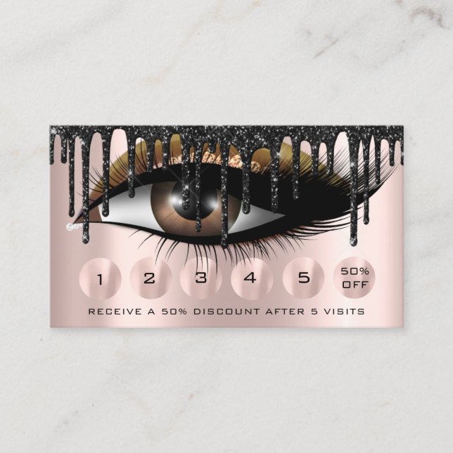 Carte De Visite Loyauté 6 maquillage Eyelash Drives Black Gold (Devant)