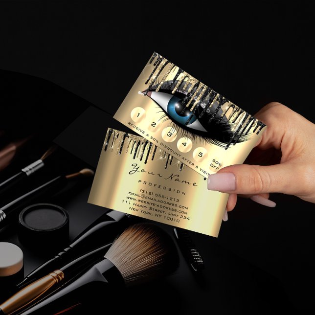 Carte De Visite Loyauté 6 maquillage Eyelash Gold Grey Drives (Créateur téléchargé)