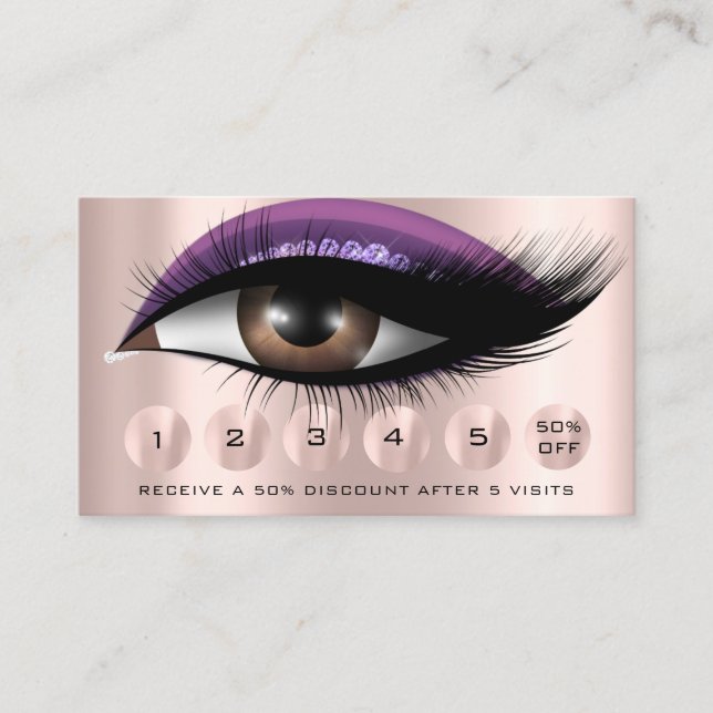 Carte De Visite Loyauté 6 maquillage Eyelash Rose pourpre (Devant)