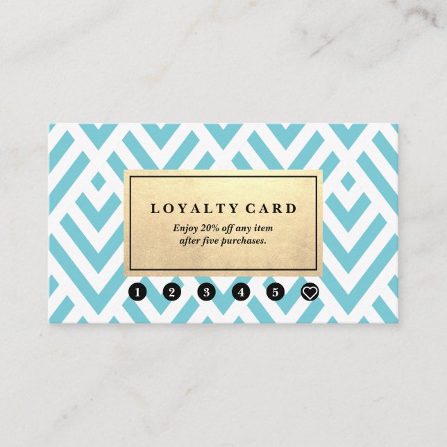 Carte De Visite Loyauté bleue Accent d'or classique Motif moderne (Devant)
