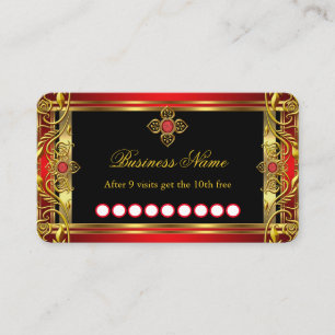 Carte De Visite Loyauté Elégante Ornate Royal Rouge Jewel Black Go
