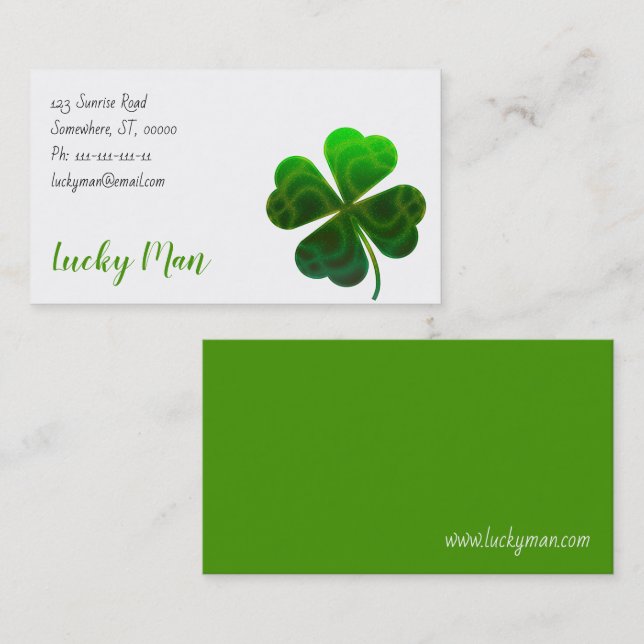 Carte De Visite Lucky Clover | Floral (Devant / Derrière)