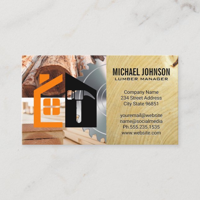 Carte De Visite Lumber Saw | Builder Logo (Devant)