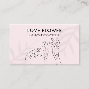 Carte De Visite Lumière rose touchant la fleur avec les mains