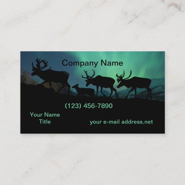Carte De Visite Lumières du nord et caribou (Devant)