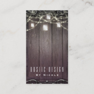 Carte De Visite Lumières en bois rustique et jarres de Mason Flour