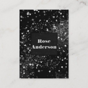 Carte De Visite Lumières scintillantes argent noir glamour scintil