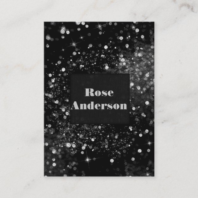 Carte De Visite Lumières scintillantes argent noir glamour scintil (Devant)