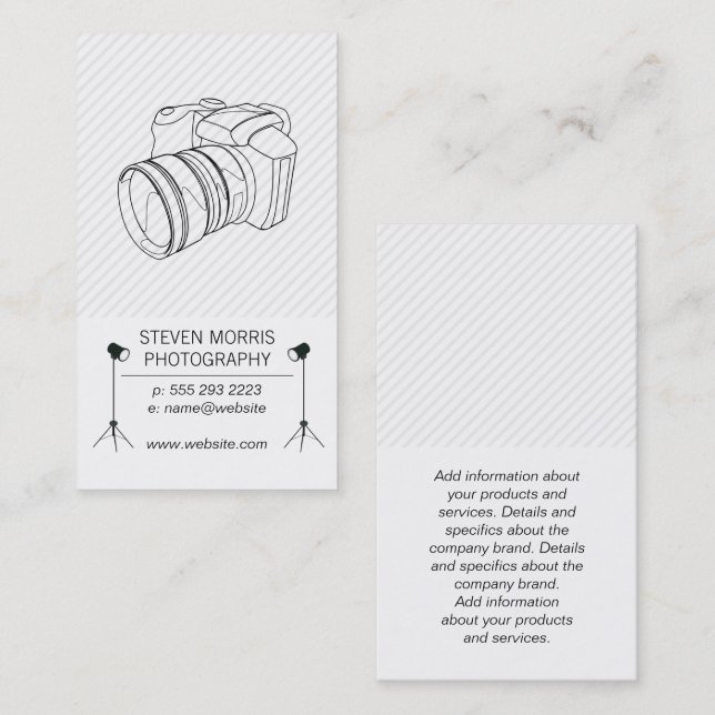 Carte De Visite Lumières Studio | Photographe | Caméra (Devant / Derrière)