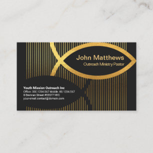 Carte De Visite Lumineuses Gold Lines Gold Ichthus Christian Fish