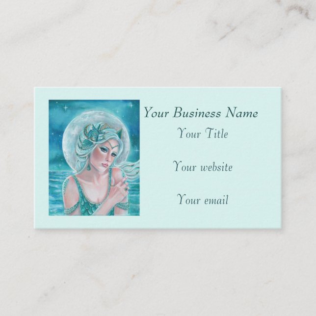 Carte De Visite Luna moon goddess mermaid art par Renee L. Lavoie (Devant)