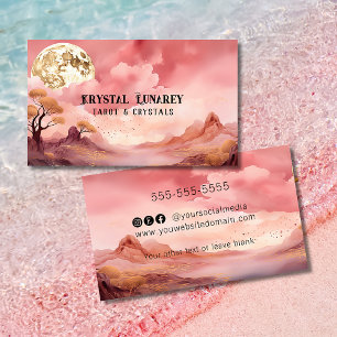 Carte De Visite Lune céleste en santé holistique rose
