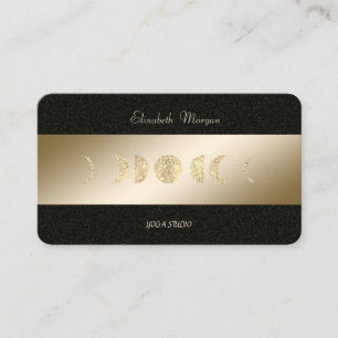 Carte De Visite Lune dorée Studio de yoga noir Gold