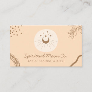 Carte De Visite Lune étoiles caresse orange Reiki spirituel