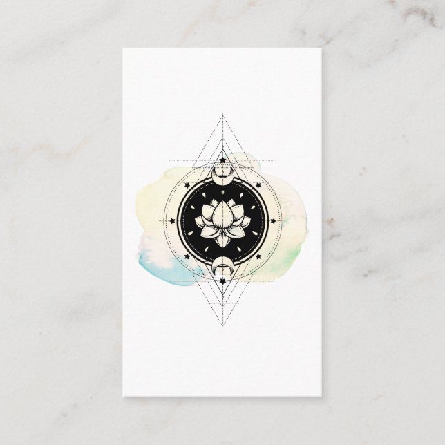 Carte De Visite Lune sacrée de symbole d'étoiles de Lotus de *~* (Devant)