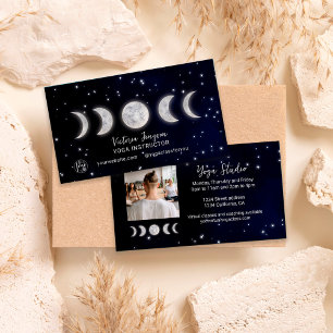 Carte De Visite Lunes bleues étoile Yoga instructeur studio profes