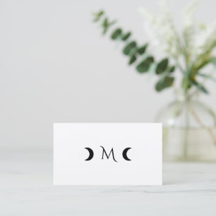 Carte De Visite Lunes de croissant moderne Monogramme noir et blan