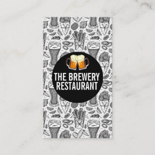 Carte De Visite Lunettes de bière   Motif Icons du restaurant