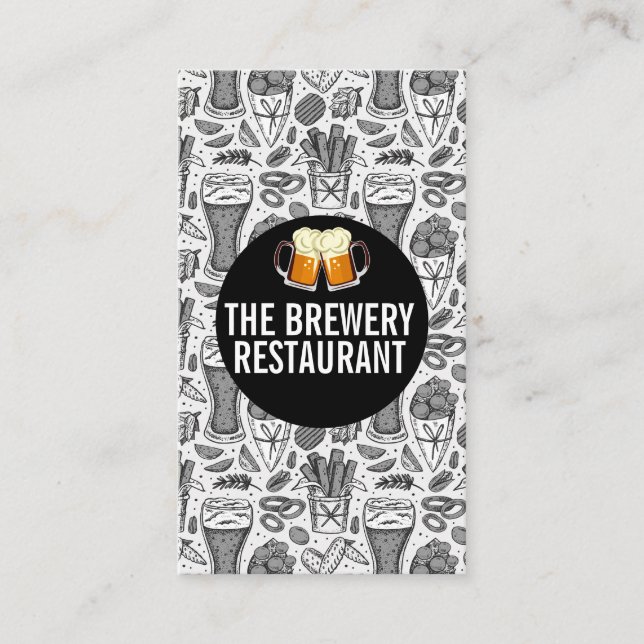 Carte De Visite Lunettes de bière | Motif Icons du restaurant (Devant)