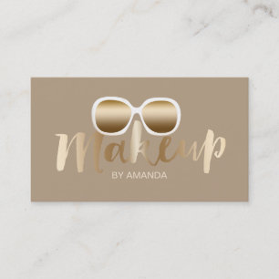 Carte De Visite Lunettes de soleil d'or Maquillage Artiste Beige