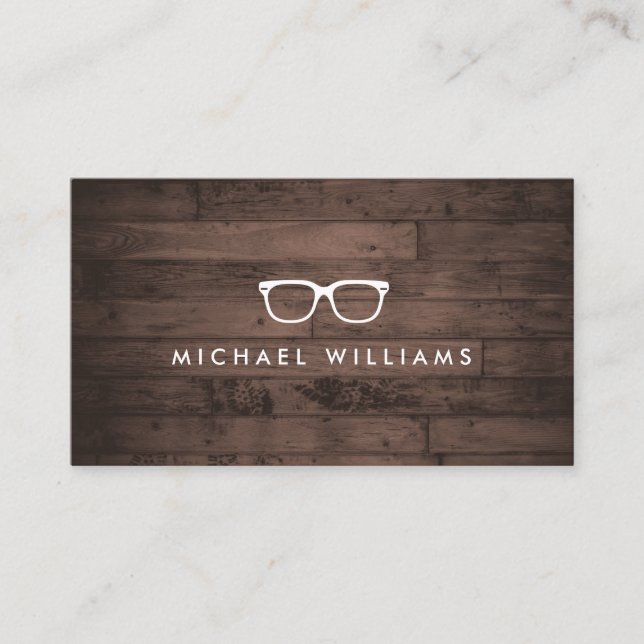Carte De Visite Lunettes de vue rustiques et raffinées Logo Bois B (Devant)