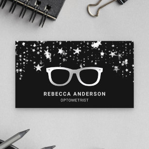 Carte De Visite Lunettes d'opticien étoile grise Confetti Noir Gri